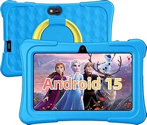 Kids Tablet, 7 inch Android Tablet for Kids, 6GB+32GB 1TB Expand, Quad-Core Toddler Tablets with Shockproof Case, BT, WiFi, Parental Control, Games, Dual Camera (SkyBlue)