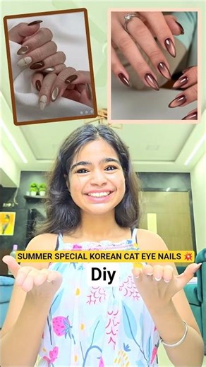 SUMMER SPECIAL KOREAN CAT EYE NAILS 💥 #shorts #minivlog #ashortaday #tranding #vlog #diy #nails