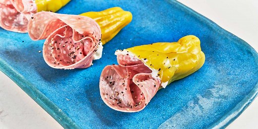 Salami and Cream Cheese Stuffed Pepperoncini