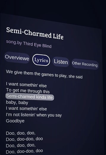 Semi-Charmed Life... 🎧🎶 #lyrics #song #music #thirdeyeblind #songlyrical05