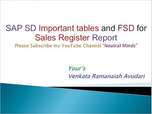 SAP SD Important tables and FSD - Functional Specification Document Preparation for sales register
