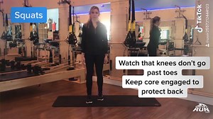 Up your running game with our cross-training workouts! 💪 Follow along as Coach Jess demonstrates the proper way to execute squats. | Gone For a Run Virtual Race Series