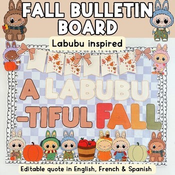 Labubu Bulletin Board | Fall/Autumn | English, French, Spanish | Editable