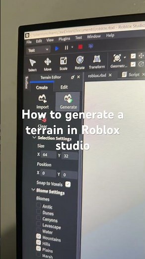 How to generate a terrain in Roblox studio