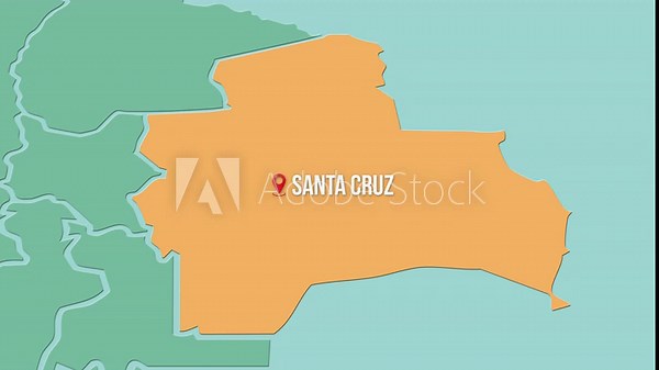 Mapa de Bolivia con división política resaltando el Departamento Santa Cruz