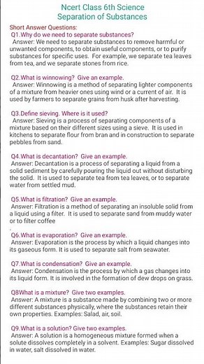 class 6th science chapter 3 | important Questions Answers For Exam | ncert solutions