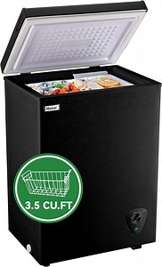 Chest Freezer Small Deep Freezers WANAI Mini Top Door Freezer Storage Basket 7 Temp Control Black - Walmart.com