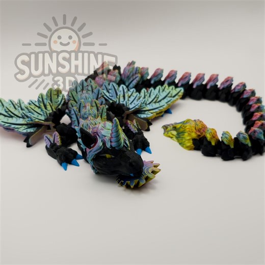 3D Printed Alicorn Dragon – Articulated Fidget Toy, 2ft Long - Etsy