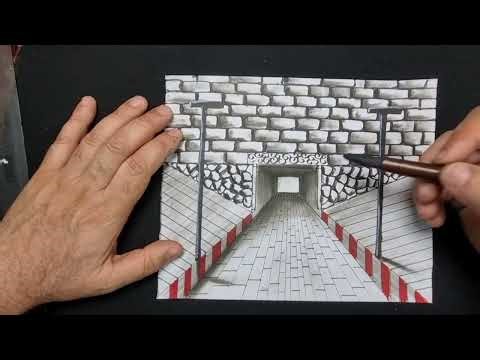 كيف ارسم معبر و.اورسم مدخل حجري .مع رسم الطوب. والاعمده