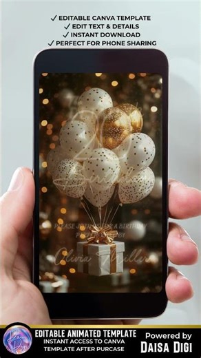 Animated 20th Birthday Invitation Video | Elegant Canva Digital Birthday Invite