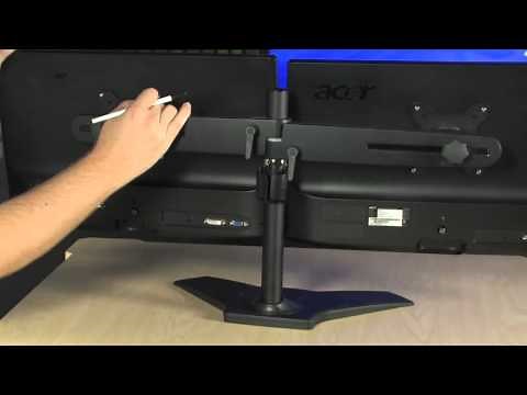 Two Acer 22" LED Monitors and Planar Dual Monitor Stand Bundle