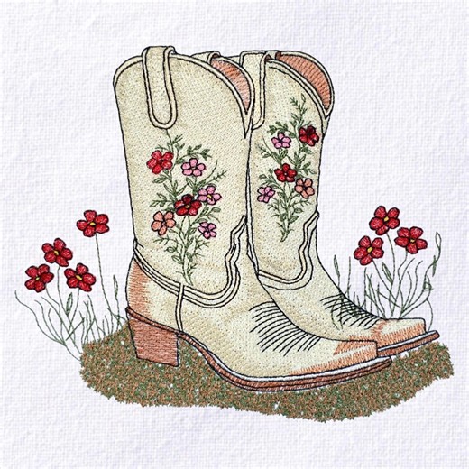 Floral Cowboy Boot Embroidery Design Western Boot With Flower Embroidery Pattern Floral Boot Machine Embroidery File Instant Download PES - Etsy UK