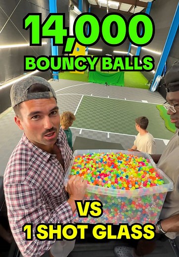 14,000 Bouncy Balls vs. 1 Shot Glass Challenge