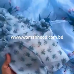 5K views · 16 reactions | OS 0003 Organza Saree with Pearl and Khatli Work Powder Blue Color Our Website: www.womanhood.com.bd | WomanhooD | Facebook