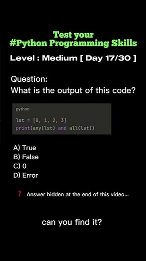 Day 17 Think you know Python programming? Test your knowledge with this MCQ! @5minutesprogramming