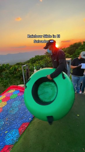 Rainbow tube slide in El Salvador 🤯🇸🇻 Would you slide down? #elsalvador #travel #slide