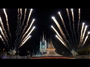 Fireworks at Magic Kingdom! Wishes Nighttime Spectacular Walt Disney World "Behind The Castle"