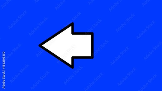 Repeating left arrow animation. animated video of moving left arrow on a blue background. alpha channel. 4k resolution