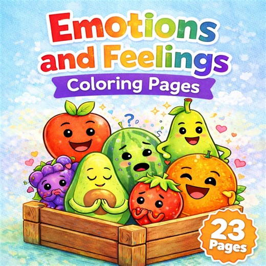 Emotions and Feelings Coloring Pages for Kids | Social Emotional Learning SEL Activity | Printable Fruit and Vegetables | Digital Download - Etsy