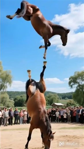 Acrobatics full of wonder at the horse circus – see it to believe it! #animals #circusworld #shorts