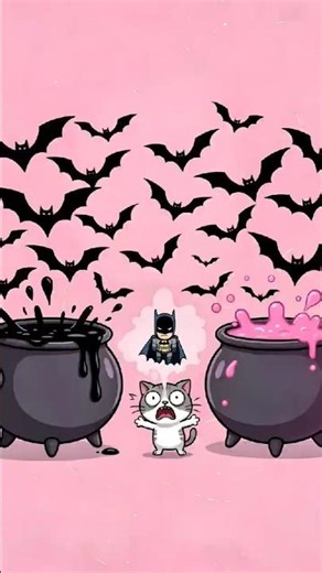 Black Potion vs Pink Potion: The Cat Is in Panic! Halloween Vibes #BatmanCat #FunnyCat #Halloween