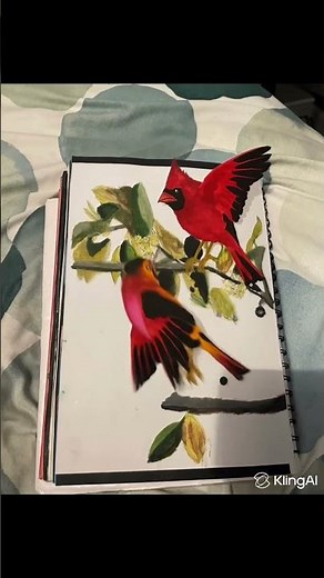 My painted cardinals brought to life in motion #artanimation #cardinalart #art #artistpainting