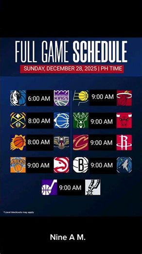 NBA Games Today | Nba Games Schedule Today | Ph Time | December 29, 2025 #Shorts