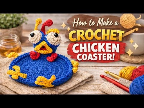 🐔 So satisfying... Crochet Coaster Tutorial‼️ Super Cute Viral Crochet Chicken Coaster Tutorial