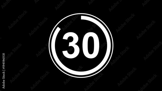4K Circle countdown timer 35 seconds animation from 35 to 0 seconds, 35 Seconds countdown timer, Countdown timer, circle countdown animation. 35 seconds count with alpha channel