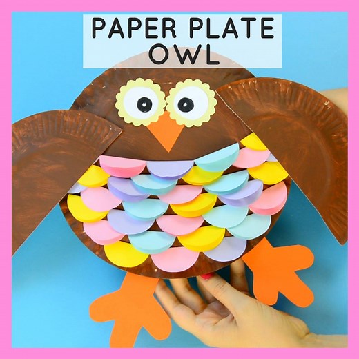 Colorful Paper Plate Owl Craft Idea https://www.easypeasyandfun.com/colorful-paper-plate-owl/ | Easy Peasy and Fun