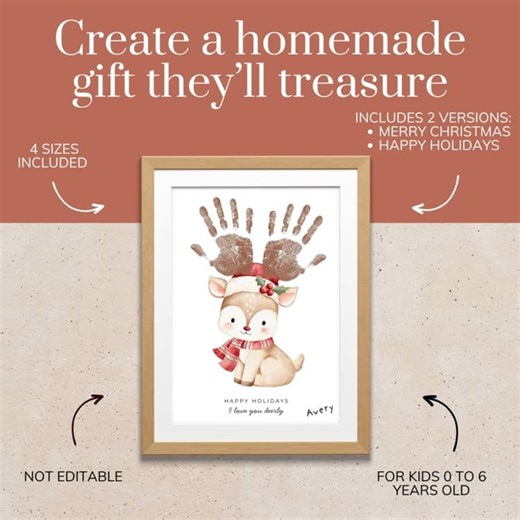 Reindeer Handprint Craft December Craftivity Preschool Parent Christmas Gift PDF
