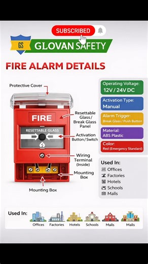Fire Alarm Break Glass Switch Explained in 30 Seconds 🚨 Glovan Safety #firesafety #shorts