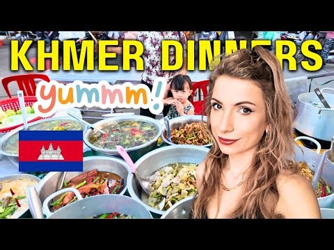 Under $1 ! Serving More Than 30 KHMER Dinners | Cambodian Street Food Siem Reap