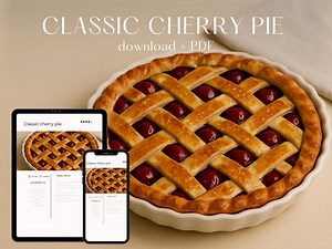 Classic Cherry Pie Recipe Download Printable Vintage-style Recipe Card With Ingredients, Instructions & Tips Easy Homemade Summer Dessert - Etsy