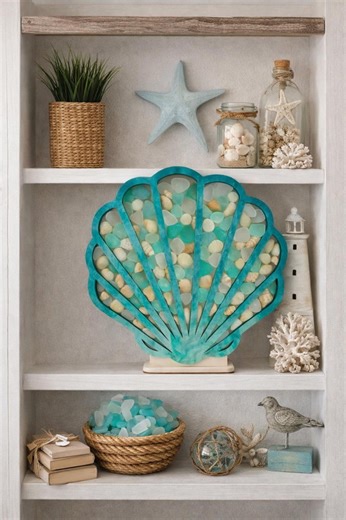 Sea Glass Seashell Shadow Box | Shell Keeper | Coastal Decor Box - Etsy