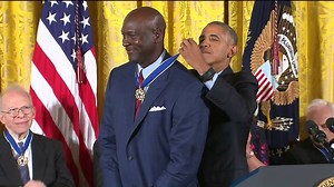 Just a couple of Chicago guys :) Watch Michael Jordan receive a Presidential Medal of Freedom from Barack Obama: | WGN TV