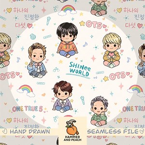 Shinee OT5 K-pop Inspired Seamless Pattern | Digital Download(png, 12×12", 300 DPI) - Etsy Canada