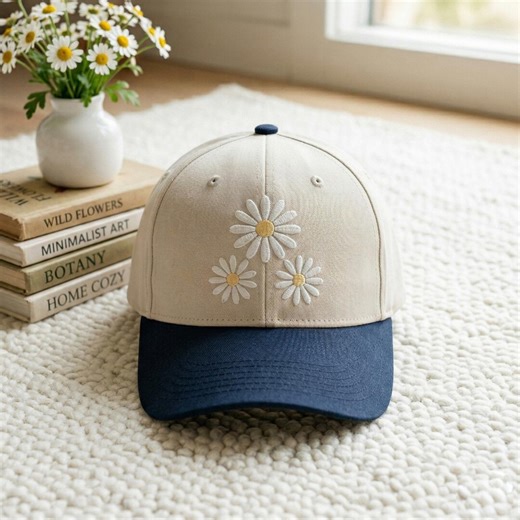 Embroidered Daisy Cap, Boho Floral Spring Hat for Women - Etsy