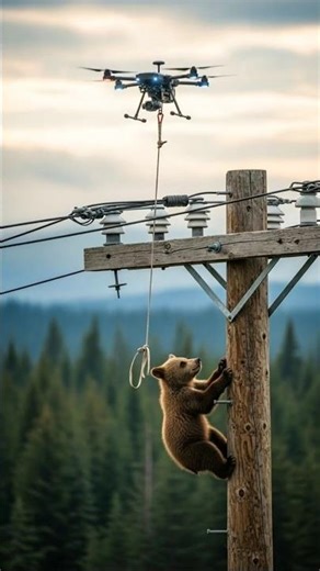 Drone Catches Falling Bear Cub! 🚁🐻