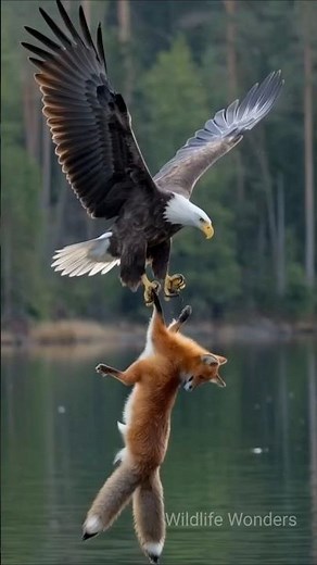Bald Eagle vs. Fox: Brutal Fight Over Prey | Wild Animal Battle #animals #eagles #wildlife #fox