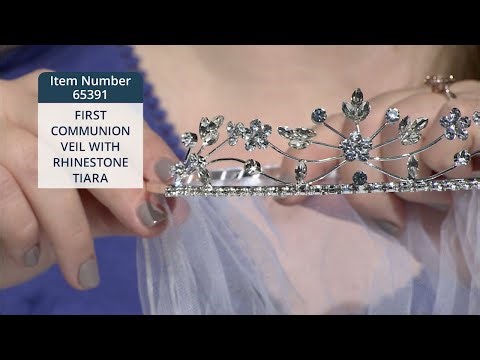 65391_FIRST COMMUNION VEIL WITH RHINESTONE TIARA