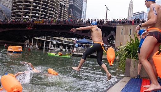 Hundreds plunge into Chicago River in city’s first open-water swim in nearly a century