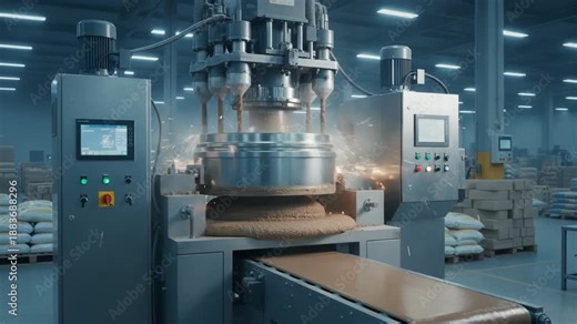 Medium shot of an automatic machine blending refractory mortar highlighting precision and uniform mixing for heatresistant construction applications.