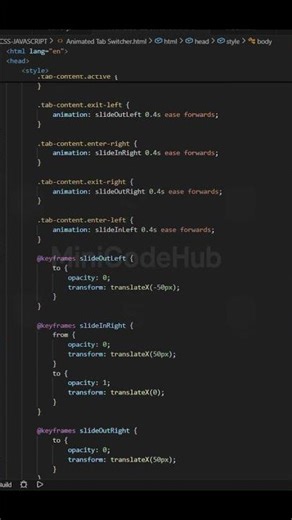 Animated Tab Switcher with HTML, CSS & JavaScript #html #css #javascript #webdev #frontend