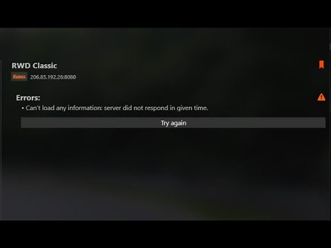 Assetto Corsa Server issues (Can't load any info: server did not respond in Given time)