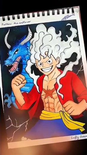 Luffy gear 5 vs kaido drawing #luffygear5 #luffy #shorts