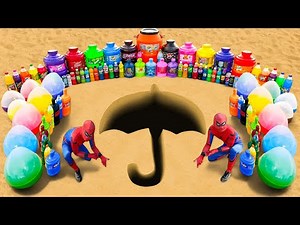 Experiment: Big Toothpaste Eruptions from Umbrell Hole, 7up, Giant Coca Cola, Fanta vs Mentos