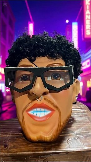 Bad Bunny cartoon head: ideal for parties, shows, and promotions 🔥