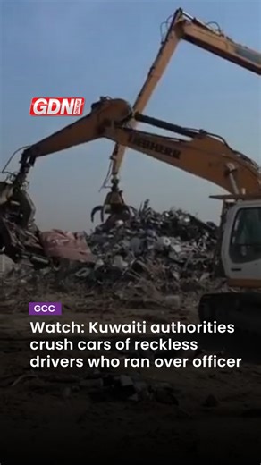 GDN Online on Instagram: "Kuwait’s Interior Ministry has released a video showing two vehicles being crushed in the presence of the two men who ran over a police officer while driving recklessly in Wafra. On December 18, a man was spotted driving a vintage Datsun 280Z without licence plates. When a police officer attempted to intervene, the driver struck the officer with the vehicle. He then fled the scene in a Land Cruiser driven by a friend before both were apprehended by authorities. The poli