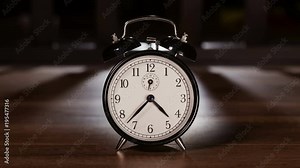 Time passing concept with vintage clock showing fast moving hands - light and shadow plays in the background, timelapse